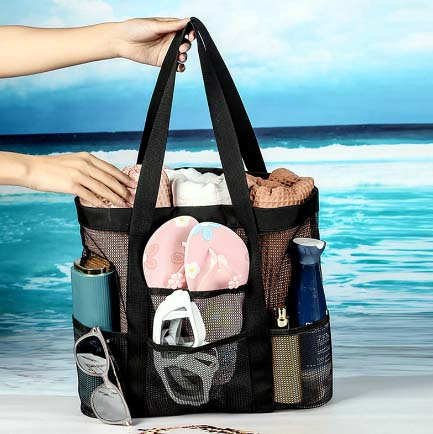 multiple pockets beach bag