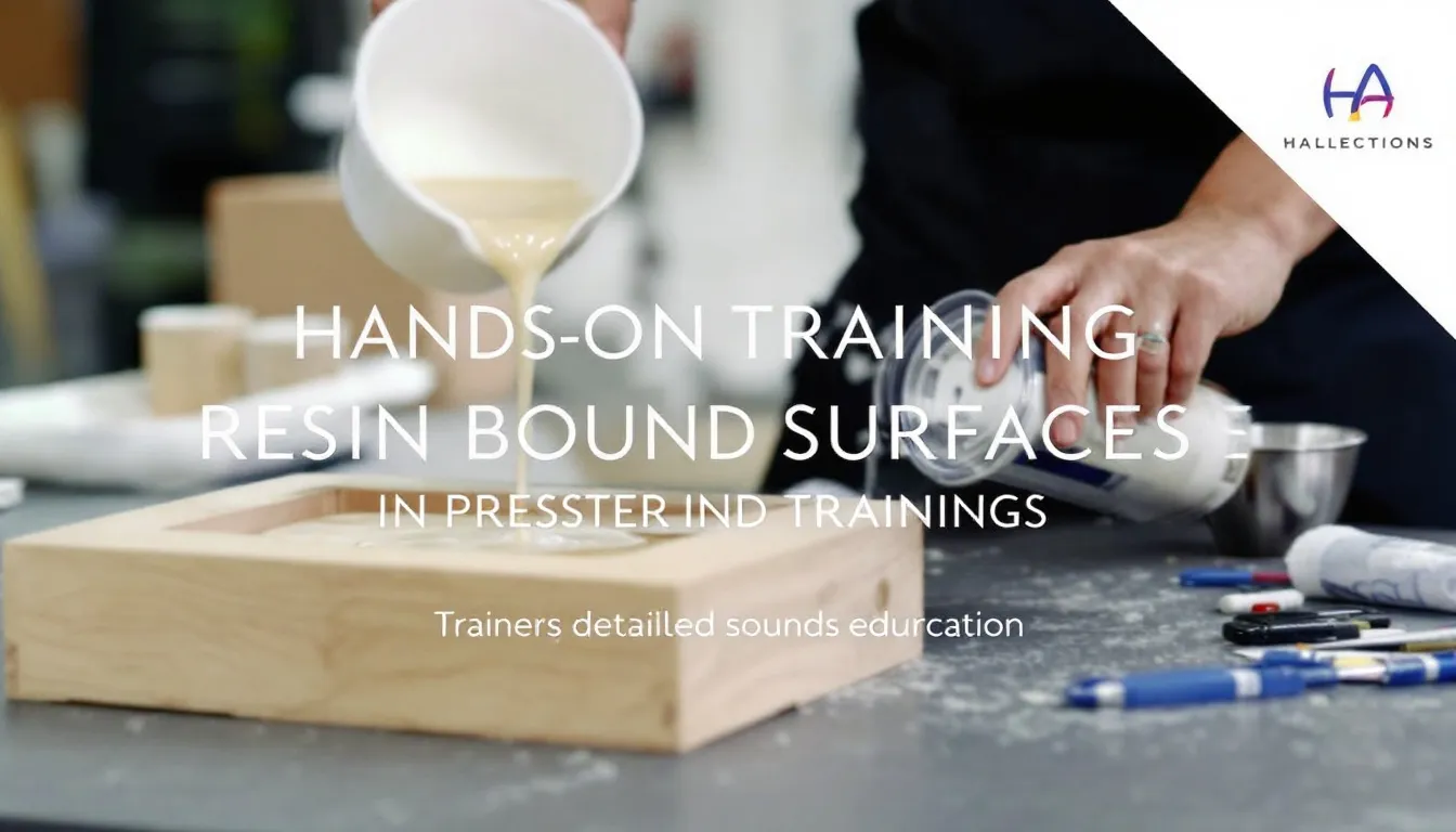 Hands-on experience during a resin bound training course.