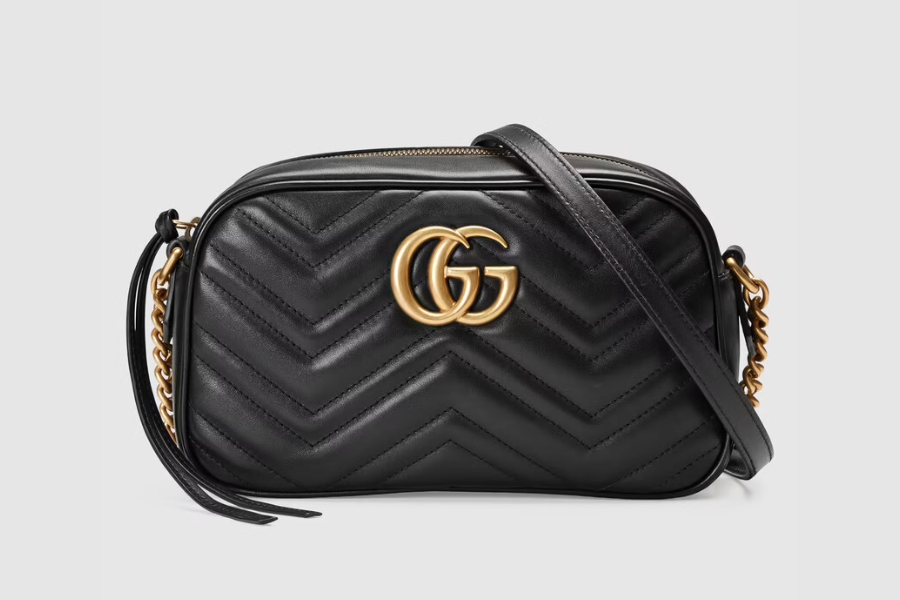 GUCCI 1955 Horsebit Shoulder Bag in Canvas with Navy Leather | COCOON