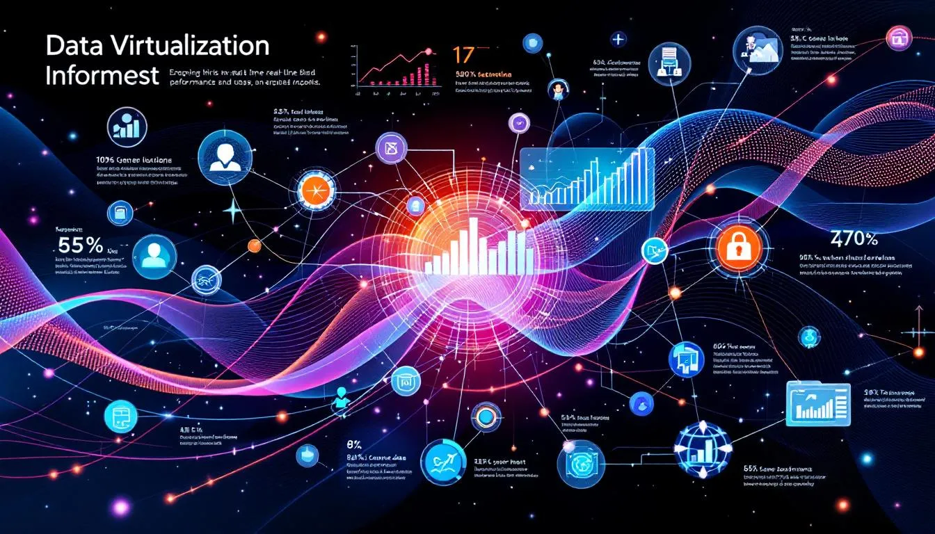 A graphic showing real-time data insights powered by data virtualization benefits.