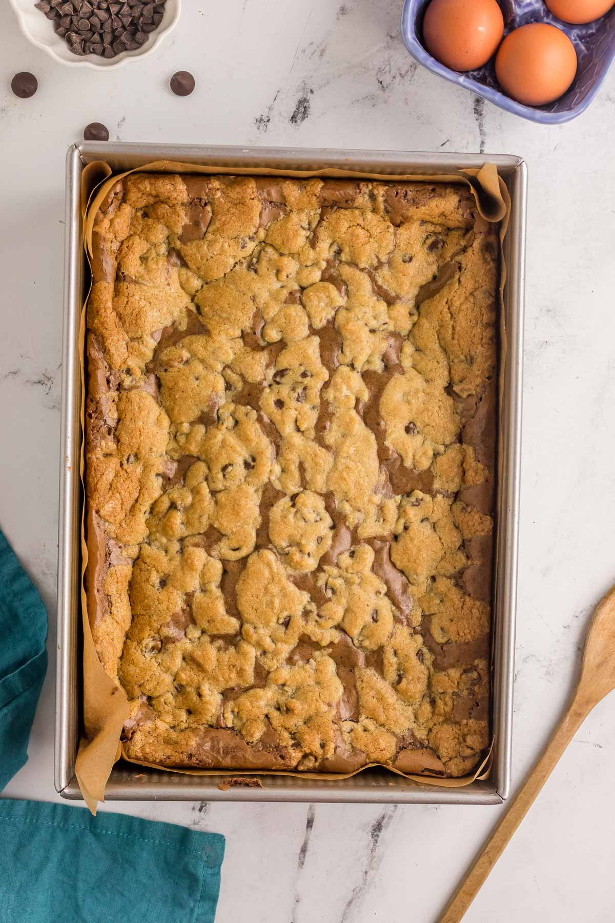 baked brookies in pan