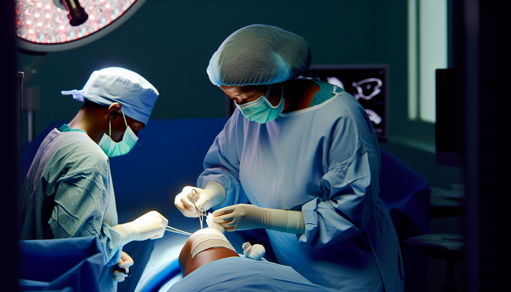 Surgeon performing ACL reconstruction surgery