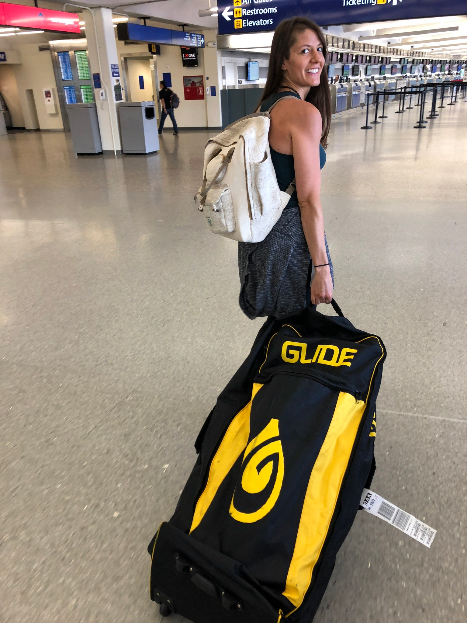 inflatable paddle board in a storage bag