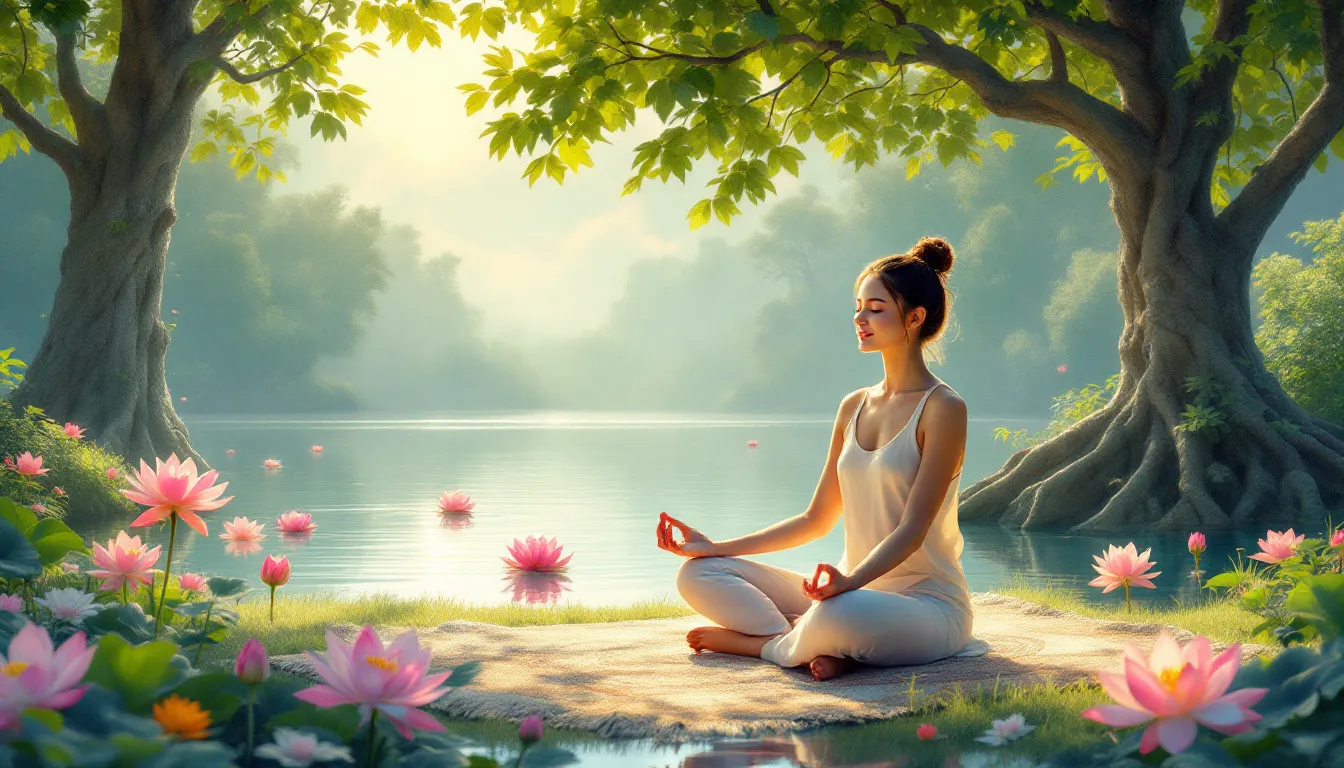 Eine Darstellung von grundlegenden Praktiken im Kundalini Yoga, einschließlich Meditation und Atemtechniken.