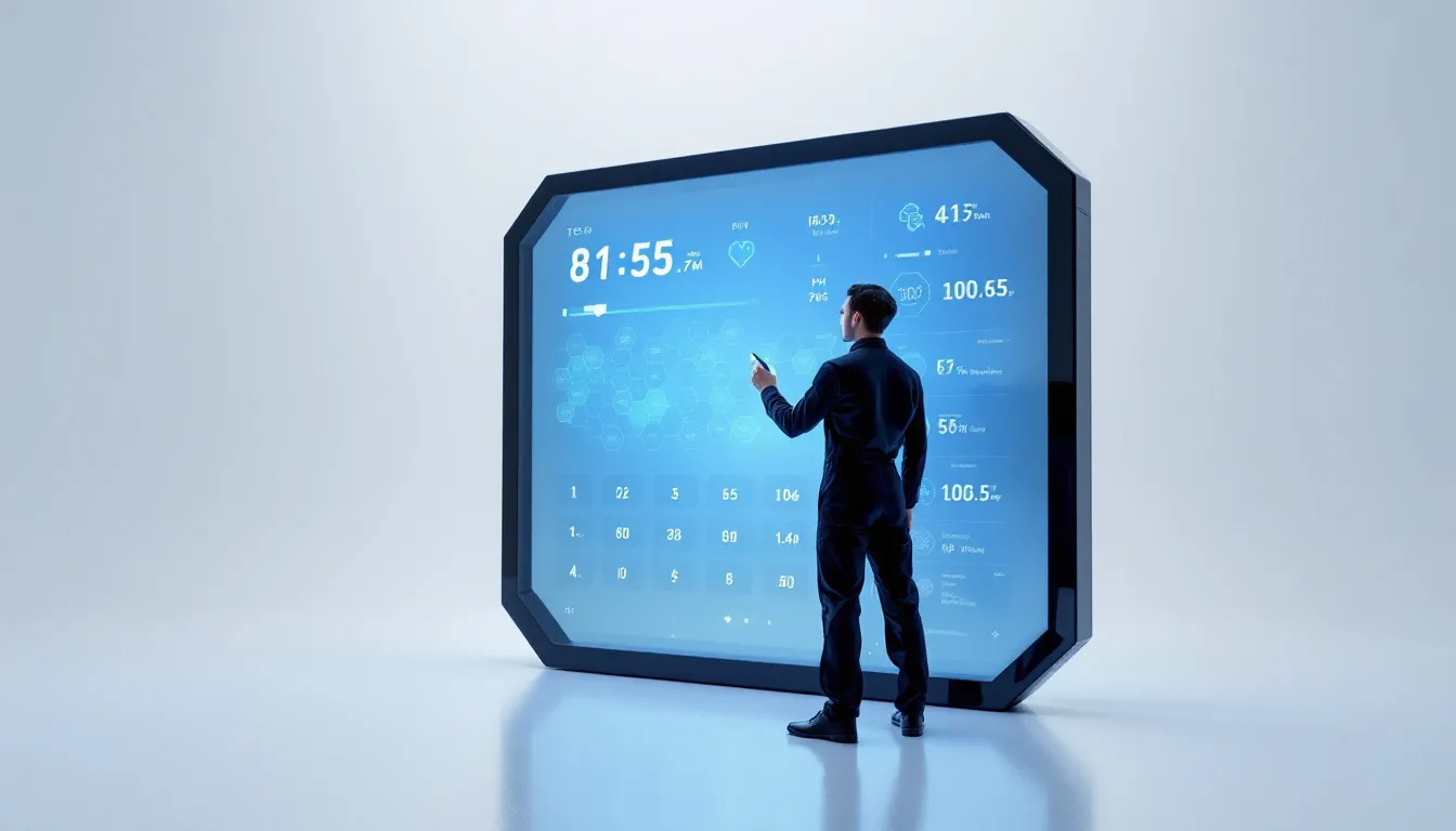 Visual representation of using a resin driveway calculator, showing a person inputting data.