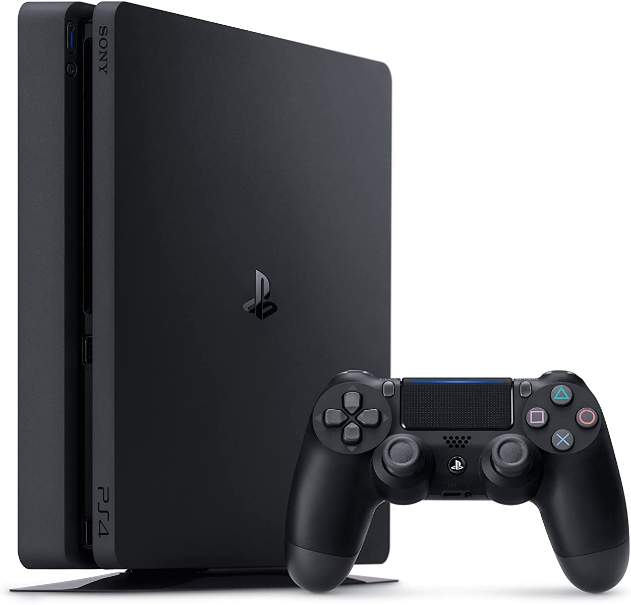 Imagen de una Sony PlayStation 4 y un controlador DualShock 4