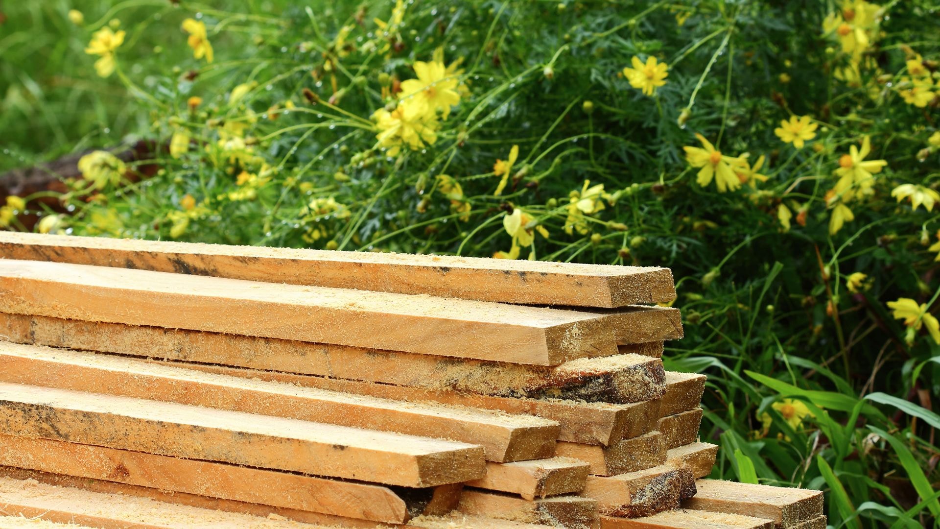 A stack of boards taking up space after being milled.