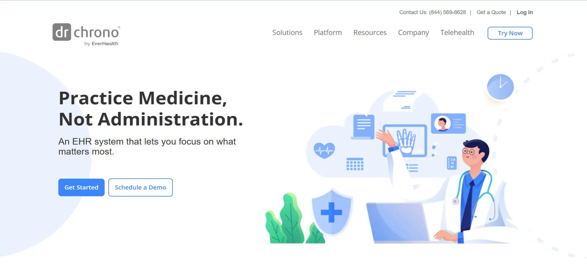 Homepage of DrChrono website
