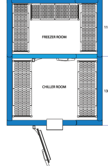 A combination of walk-in chller and freezer