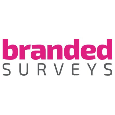 Branded Surveys Logo in purpal and black color with white background