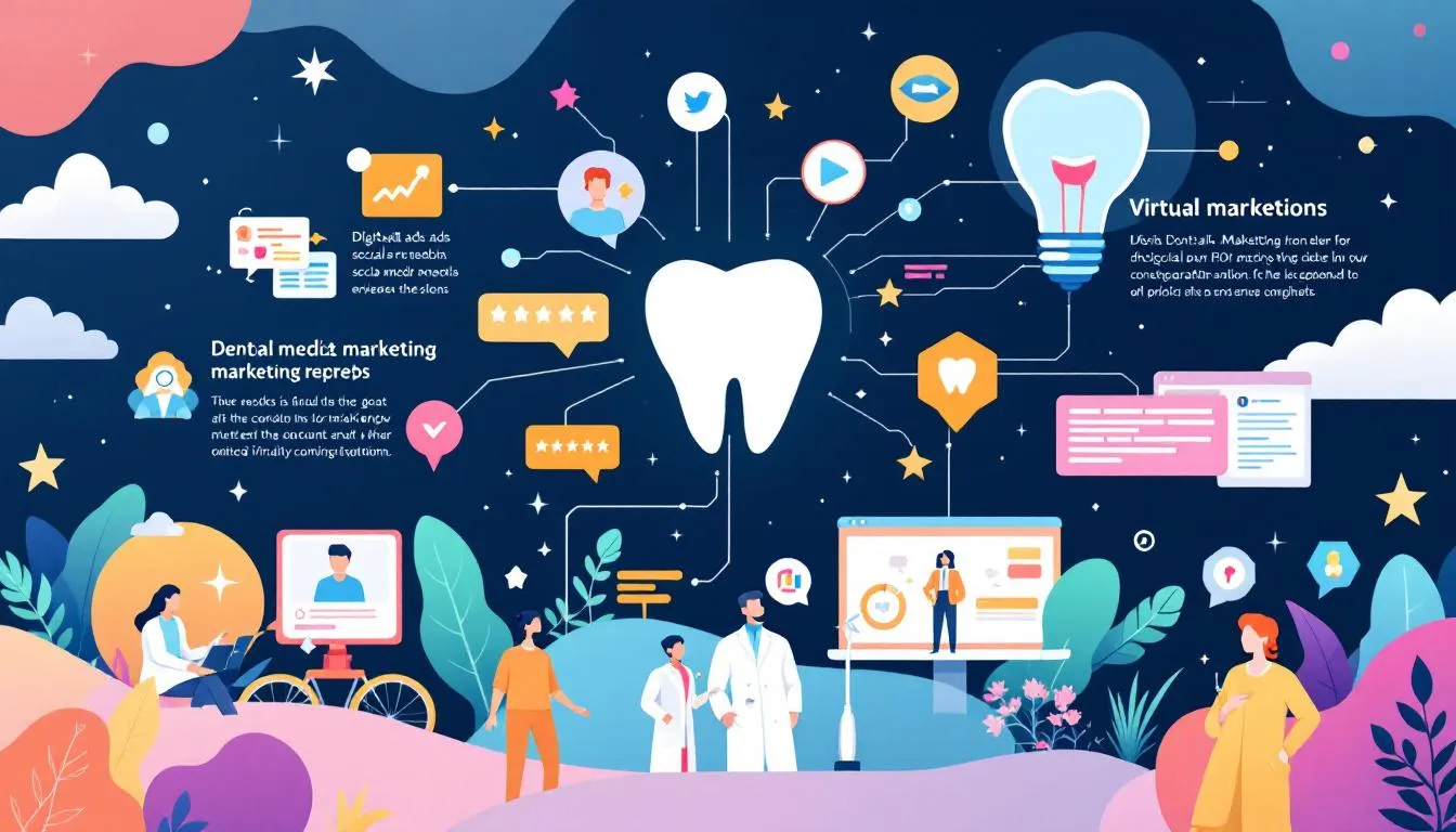 An illustration representing the concept of dental marketing.