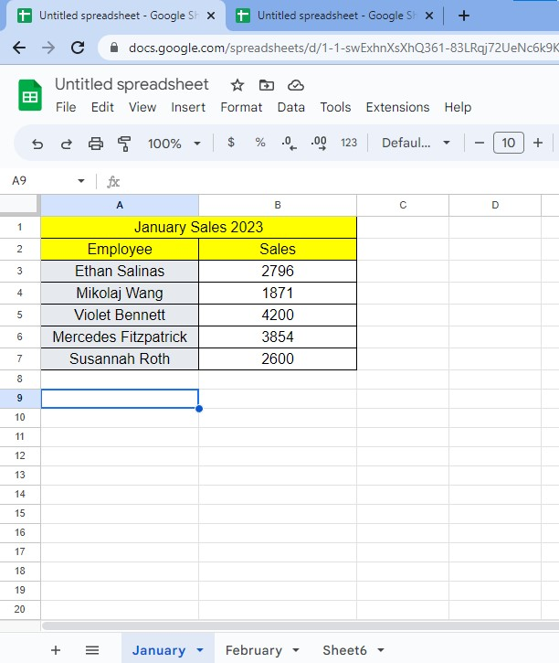 google sheets spreadsheet