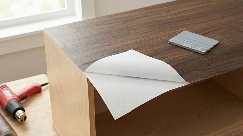 Wood vinyl is in process to be applied