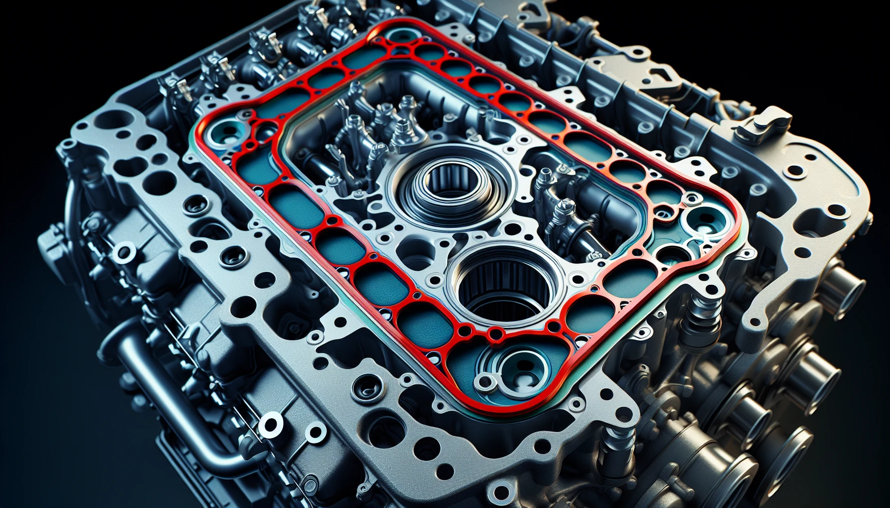Cross section of a car engine with head gasket