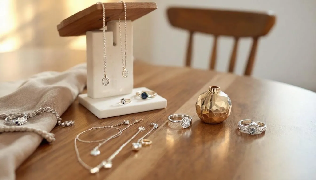 This image showcases a stunning collection of sterling silver jewellery, featuring a mix of delicate chains, bold statement pieces, and nature-inspired motifs. The affordability of these silver pieces makes luxury within reach, allowing for effortless everyday style and the latest jewellery trends.