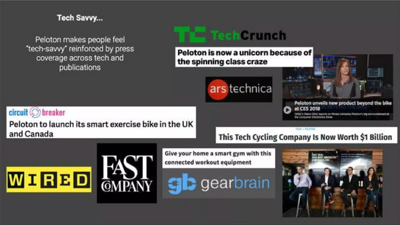 This slide from the Peloton pitch deck is one that likely would appear in a more conventional investor deck.