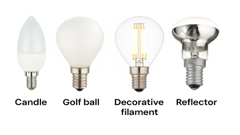 Popular shapes of E14 bulbs
