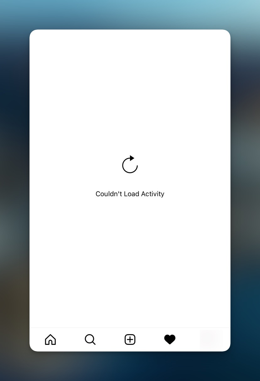 Remote.tools shows the image of Instagram error, "Couldn't load activity"