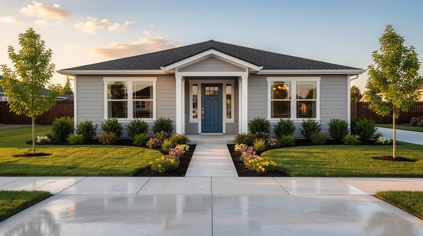 The image shows a freshly renovated single-story house featuring new landscaping and a clean driveway, highlighting the successful results of the house flipping process. This property exemplifies the efforts of savvy investors in the real estate market to enhance property values and attract potential buyers.