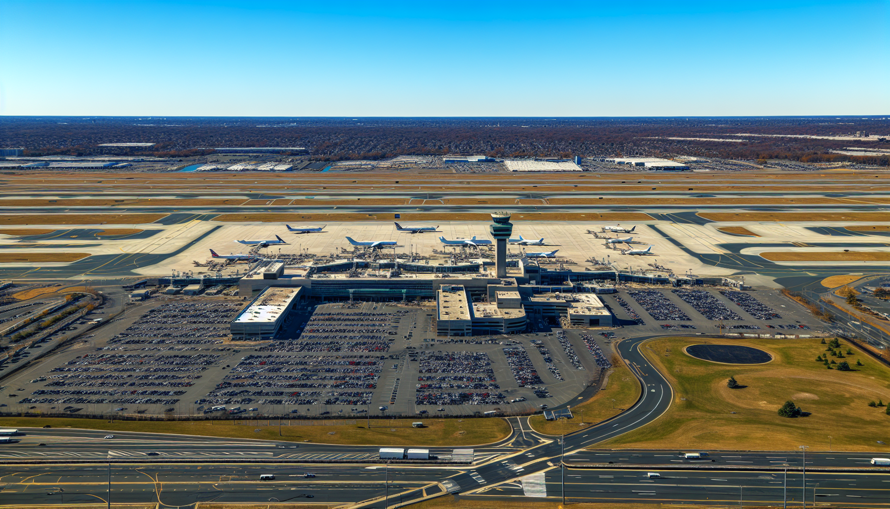 Aerial view of Newark Liberty International Airport