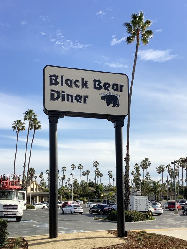National sign companies trust us for their local sign installation services. Like this pylon sign for Black Bear Diner in Ventura, CA.