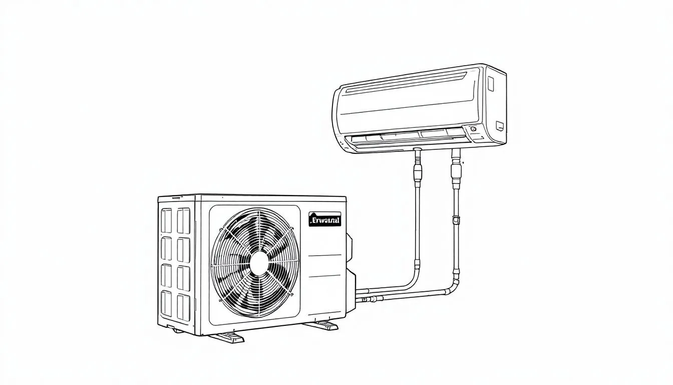 Een afbeelding van een split airco installatie die een aparte groep nodig heeft.