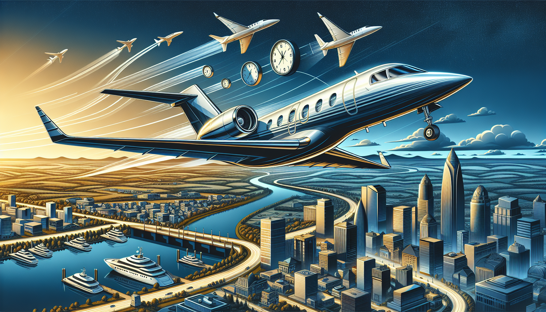 Illustration of a seamless private jet charter itinerary in Olathe Kansas