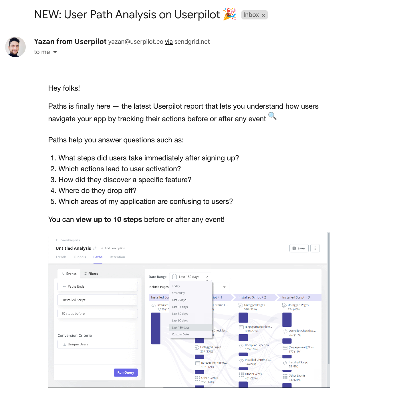 Userpilot email example