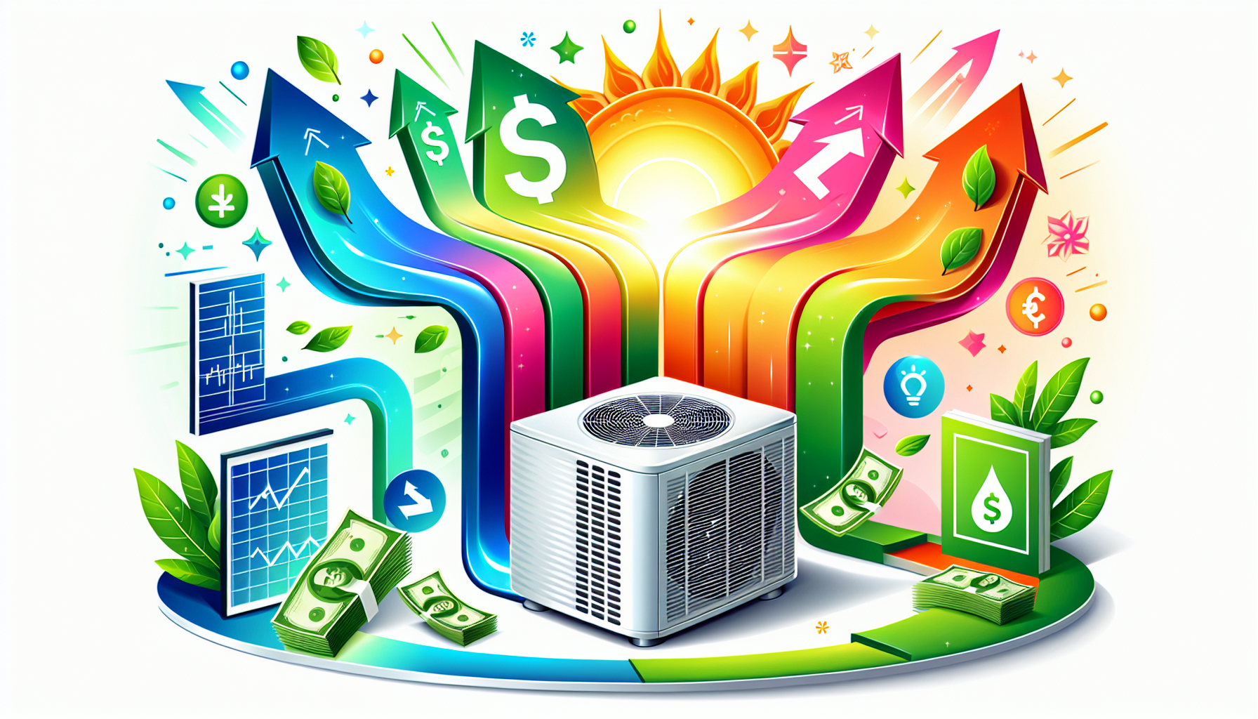 An illustration depicting energy efficiency and savings from heat pump hot water systems.