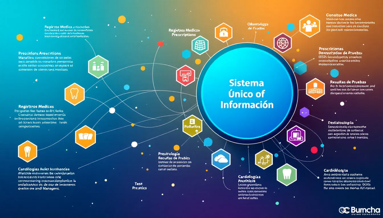 Diagrama que muestra la implementación de un sistema único de intercambio de información en consultorios.