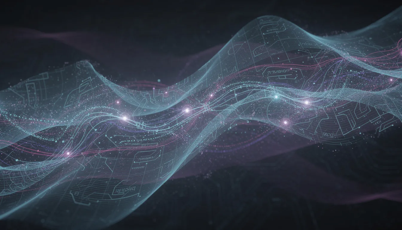 The abstract image features flowing data streams and interconnected network lines, symbolizing the complex web of information related to identity theft and fraud alerts. It visually represents the importance of monitoring credit reports and taking proactive steps to protect one's identity from potential threats like data breaches and fraudulent activities.