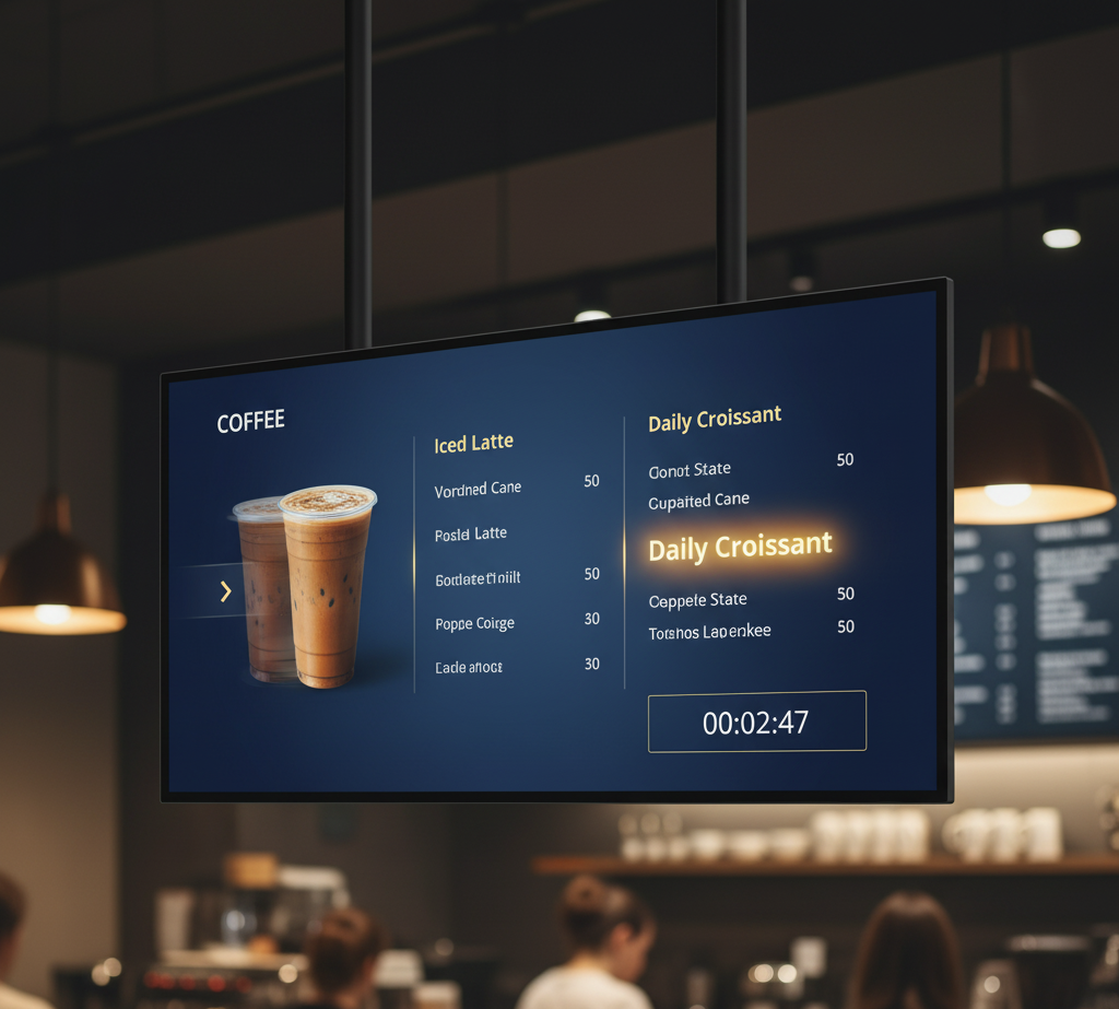 use motion and timing for digital menu board appeal