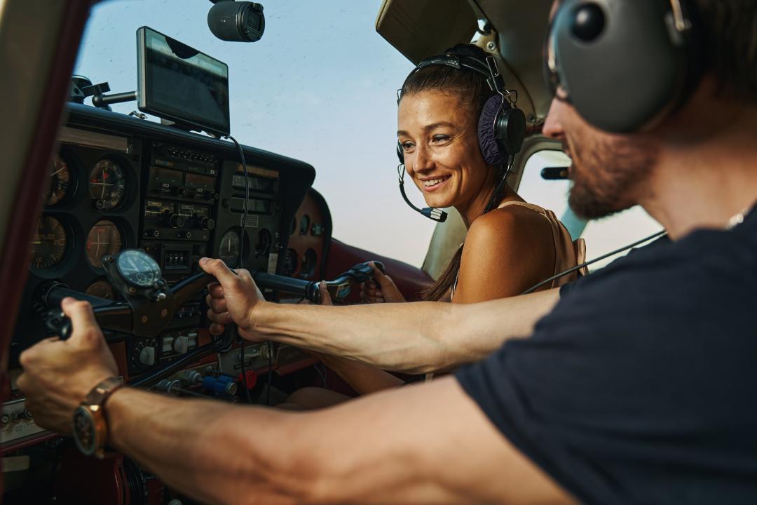 the cockpit, showcasing various navigation systems and controls essential for instrument flight training. The scene captures the essence of instrument flight rules and the importance of accurate instrumentation in aviation operations.