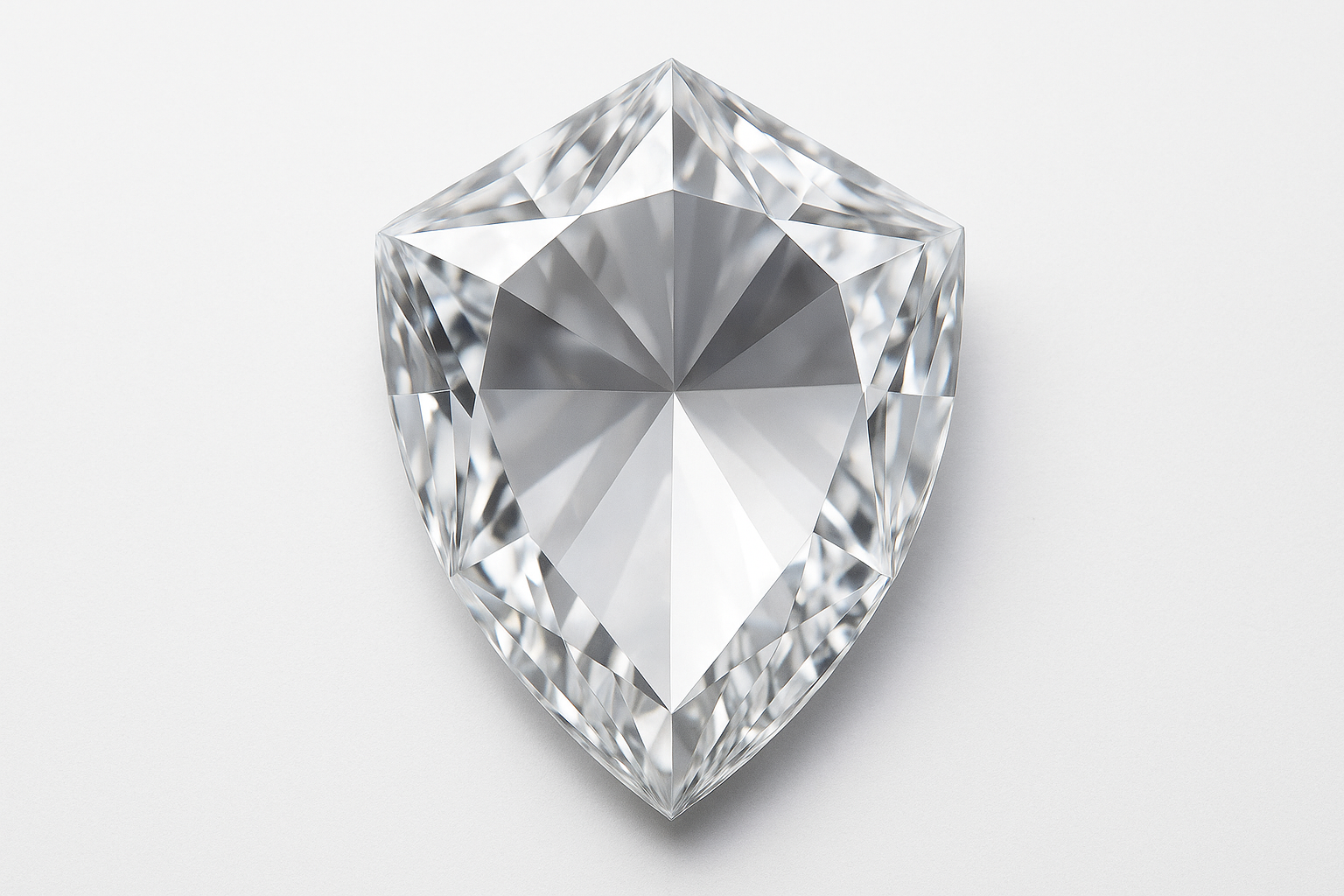 Shield formos deimanto makro nuotrauka ant balto fono – skydinė forma.