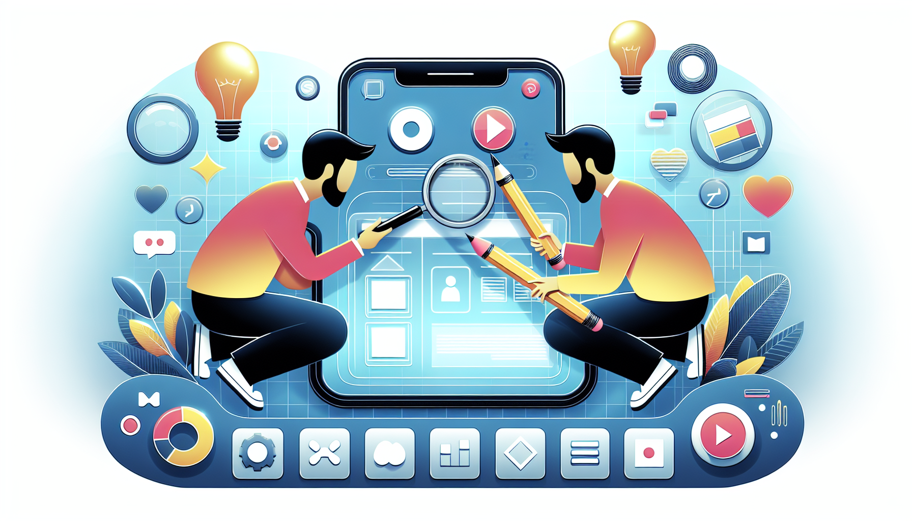 Illustration of UI and UX designers collaborating