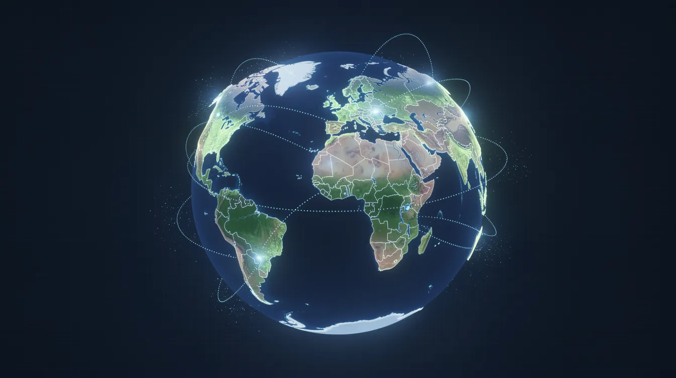 The image depicts a globe with dotted lines connecting various continents, symbolizing the concept of international money transfers. This visual representation highlights the interconnectedness of financial institutions and the process of transferring funds across borders, emphasizing the importance of security and due diligence in transactions.