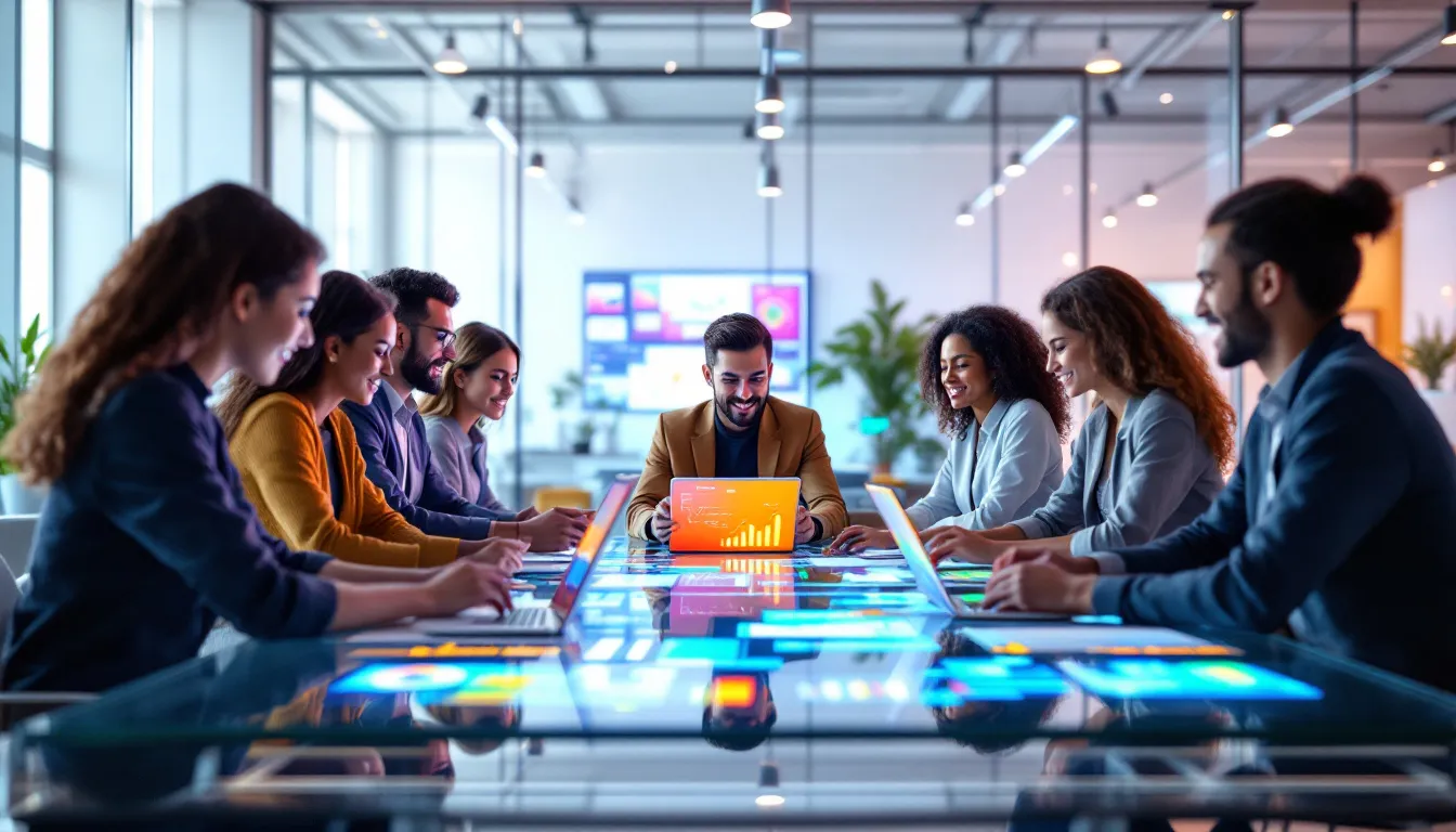A digital marketing agency team brainstorming strategies.