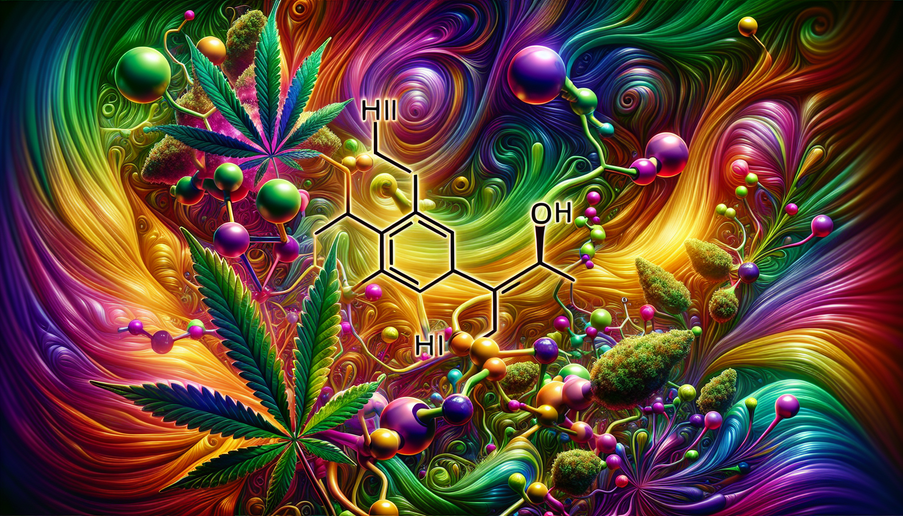 An artistic representation of THC and its properties.