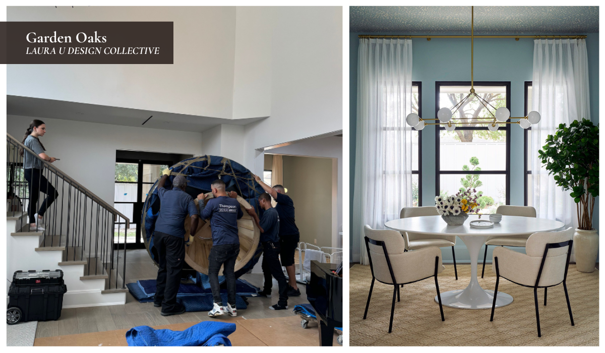 installers moving a table into a breakfast nook