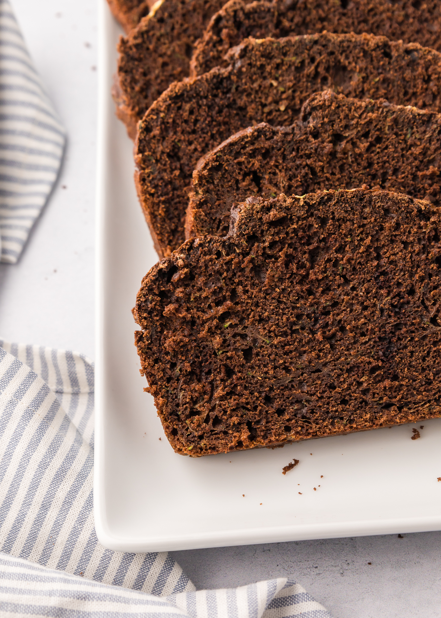 slices of chocolate zucchini bread on a plate