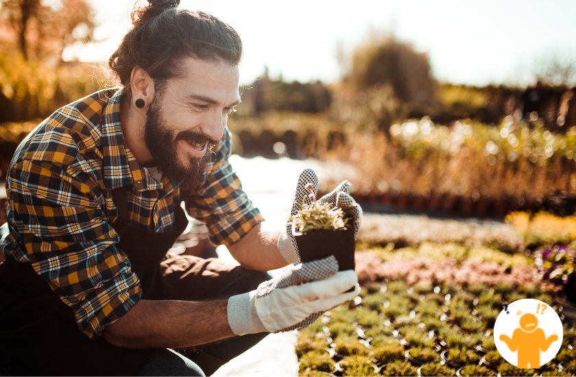 A guy is gardening and holding a catus in post about How To Have A Spiritual Awakening