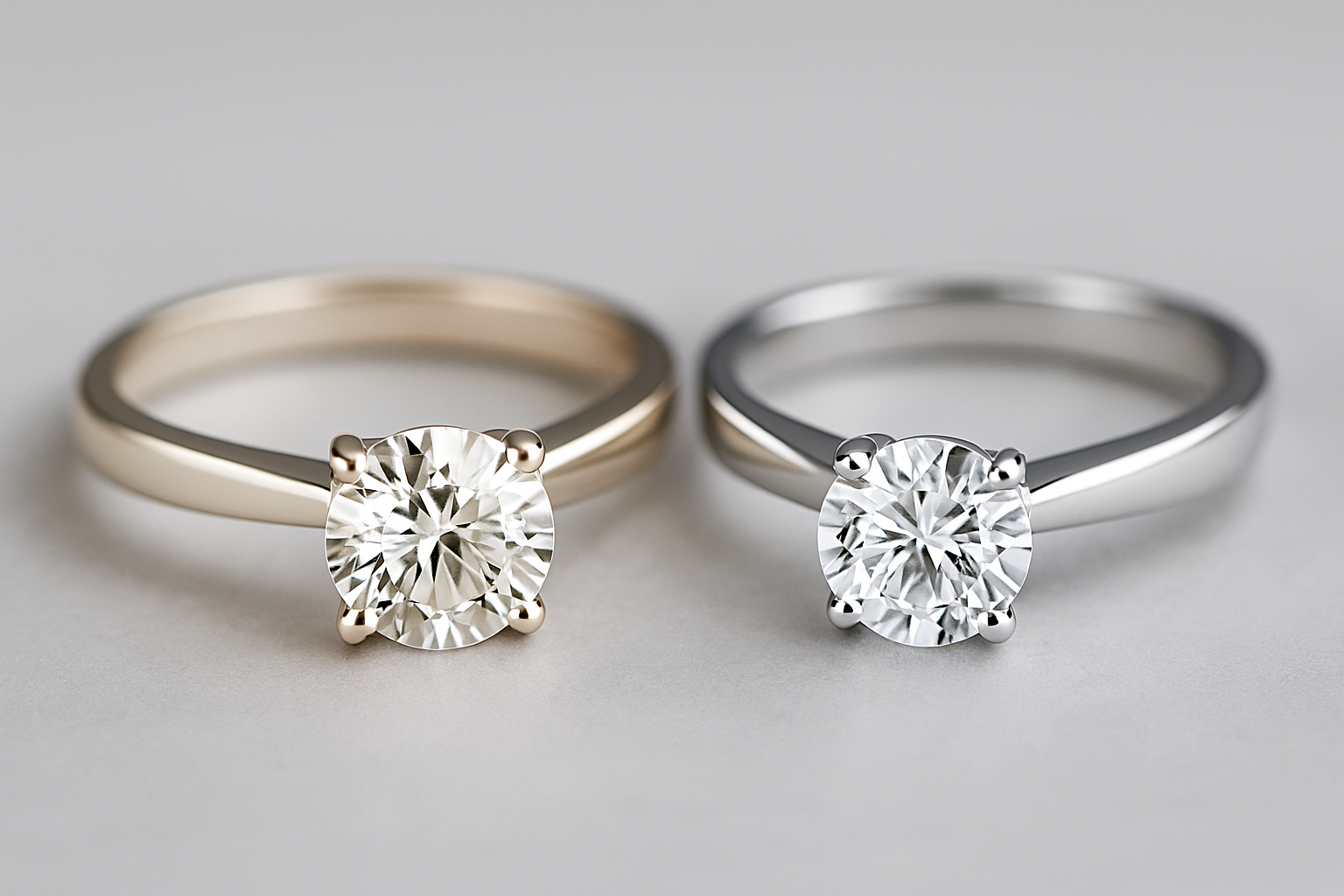 Natūralus baltas auksas vs. rodžiu dengtas sužadėtuvių žiedas