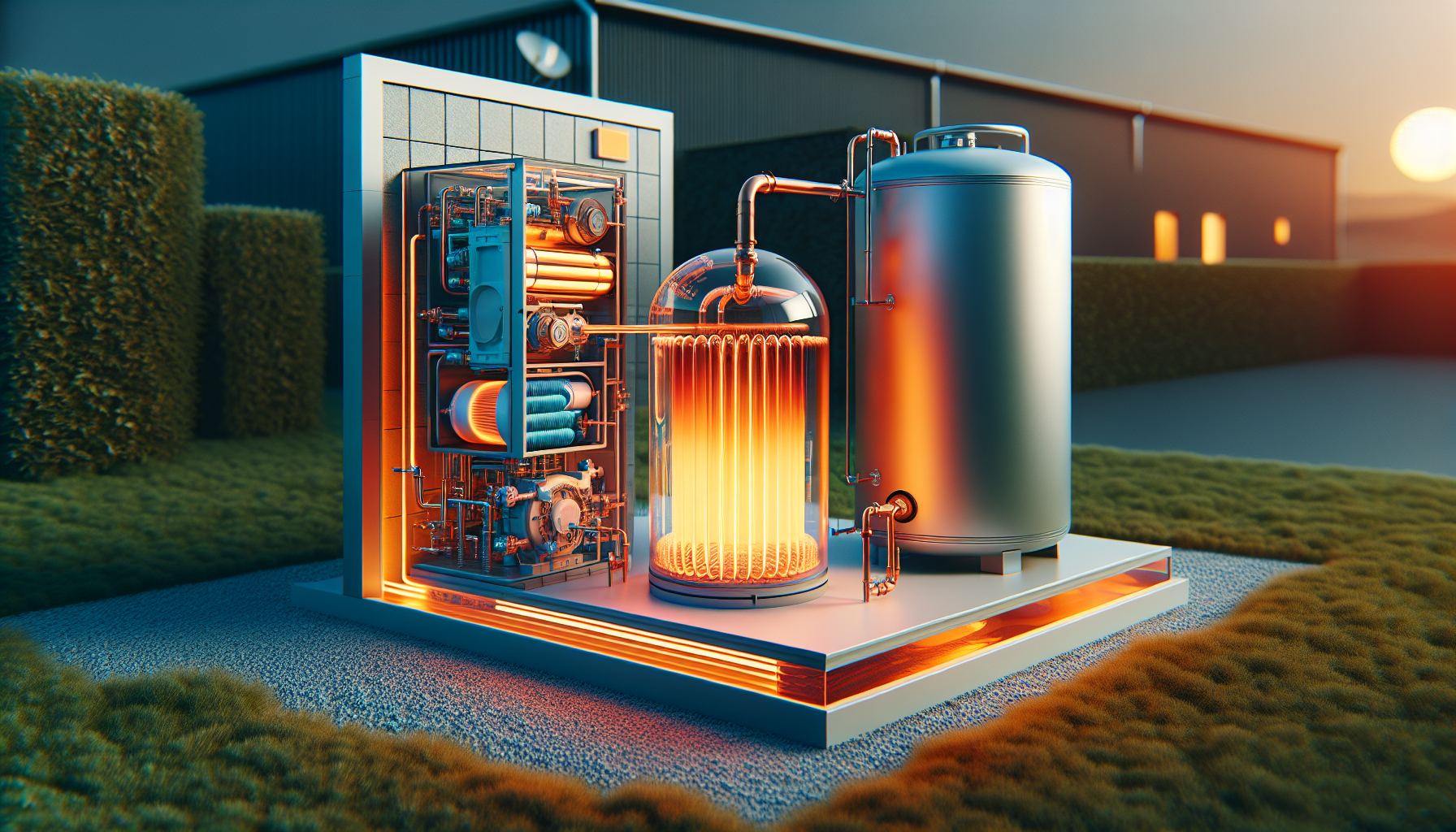 Illustration of heat pump hot water system