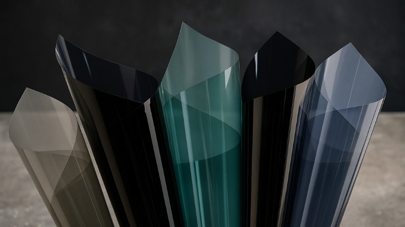 A range of dyed tint films in different dyes