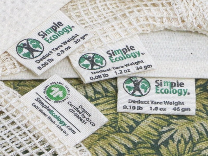 Global organic textile standard certified label on organic mesh bag