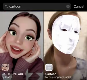 Disney characters filter on Instagram 
