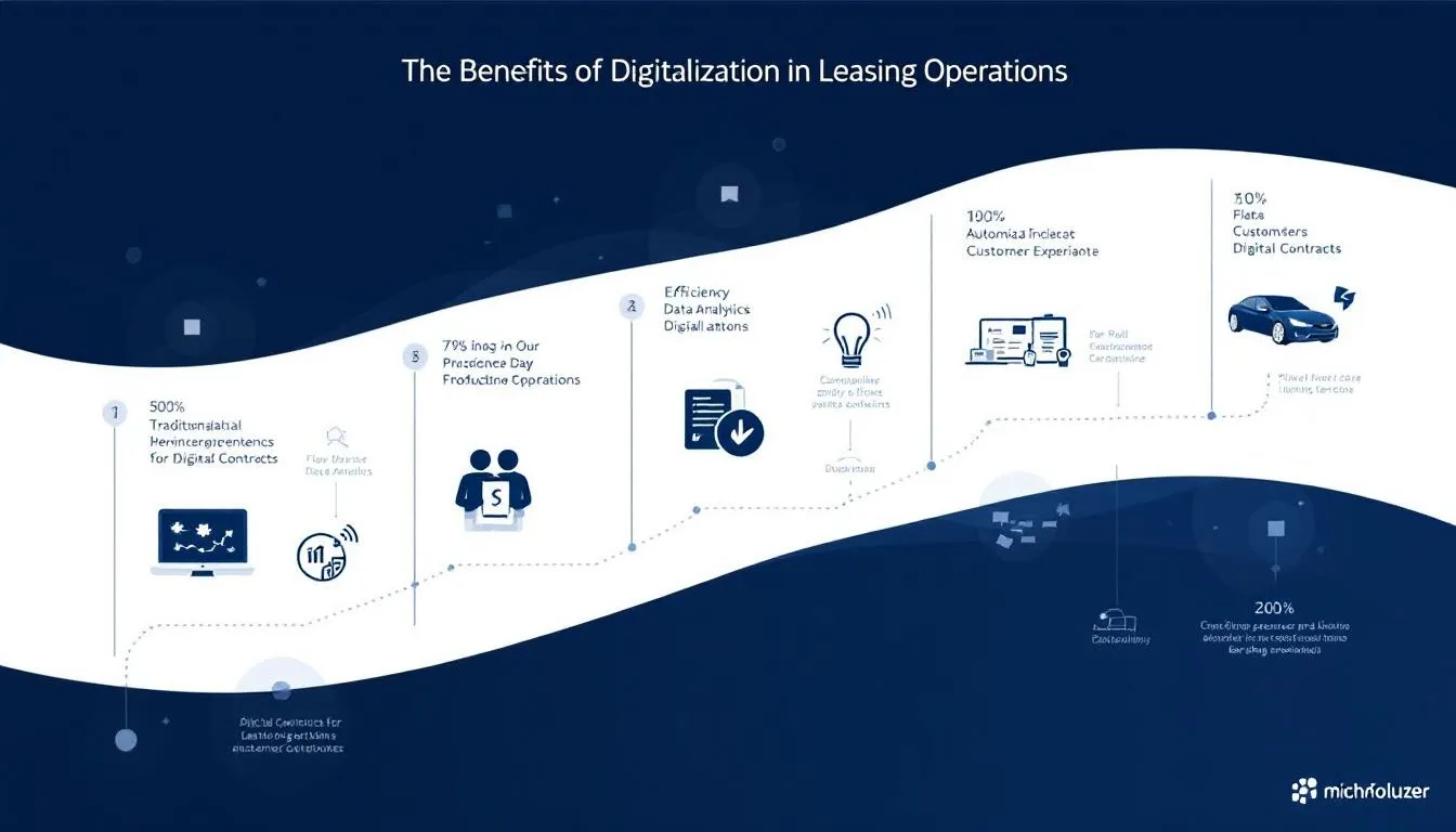 Des graphiques démontrant les bénéfices de la digitalisation pour les opérations de leasing.