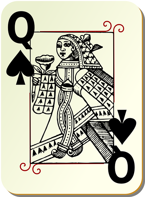 playing card, queen, spades