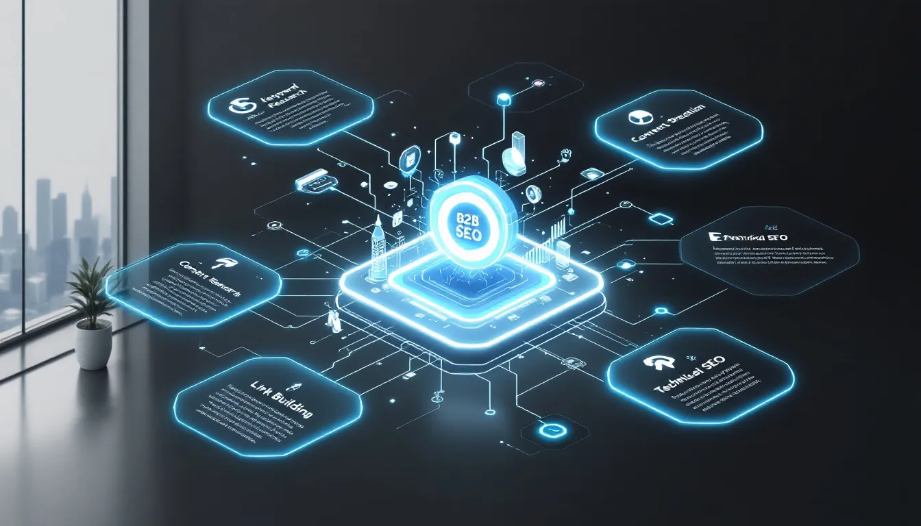 An infographic illustrating the concept of B2B SEO services.