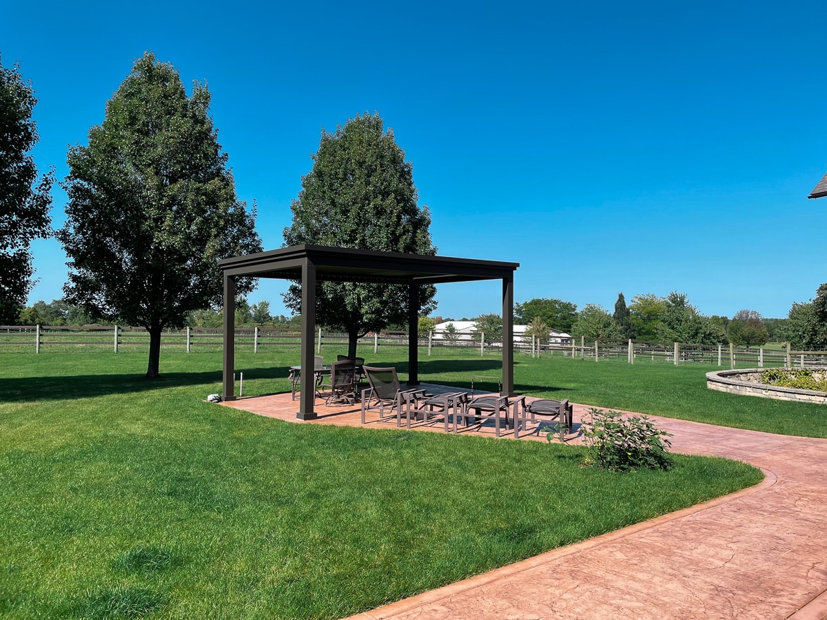 Beautiful metal pergola, Bronze.